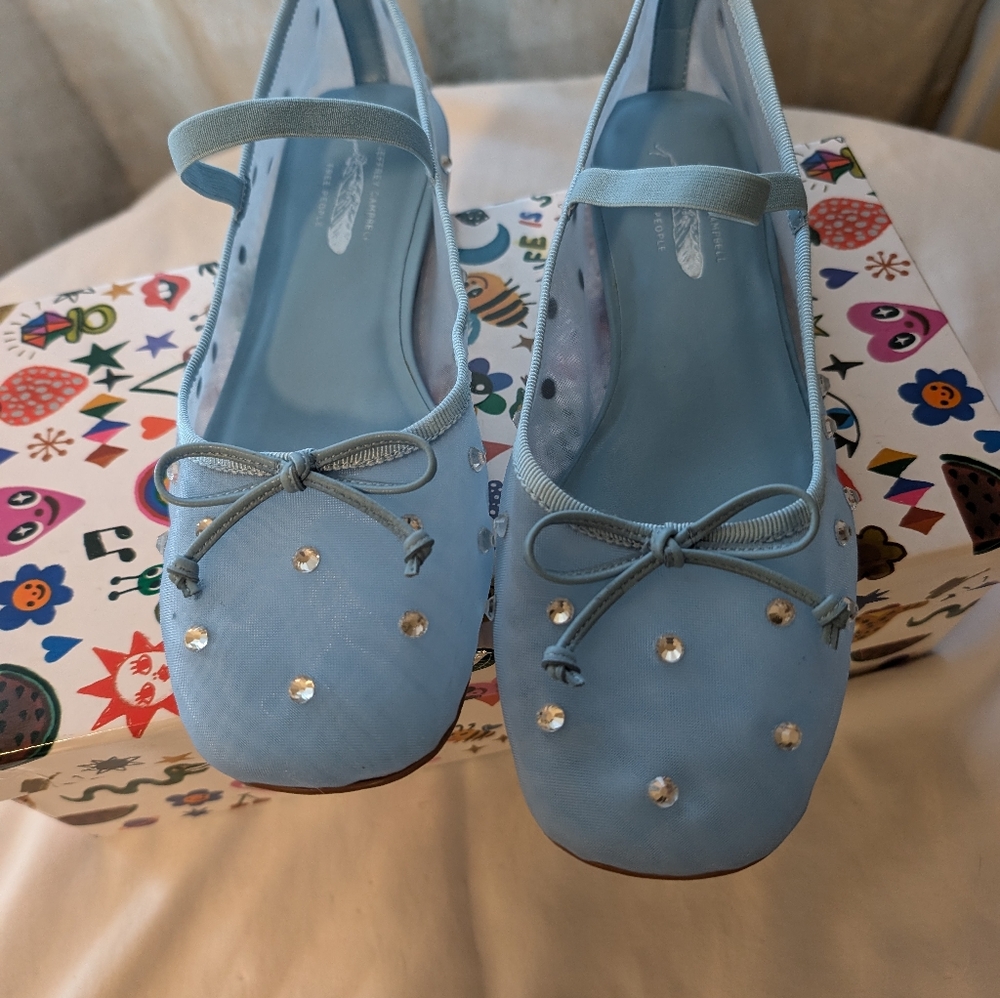 Women's Free People/ Jeffrey Campbell Blue Shine For You Ballet Flats Size 8 NEW